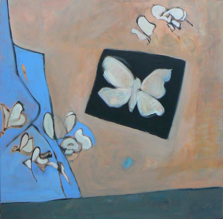 Papillons blancs - 120x120 - huile sur toile